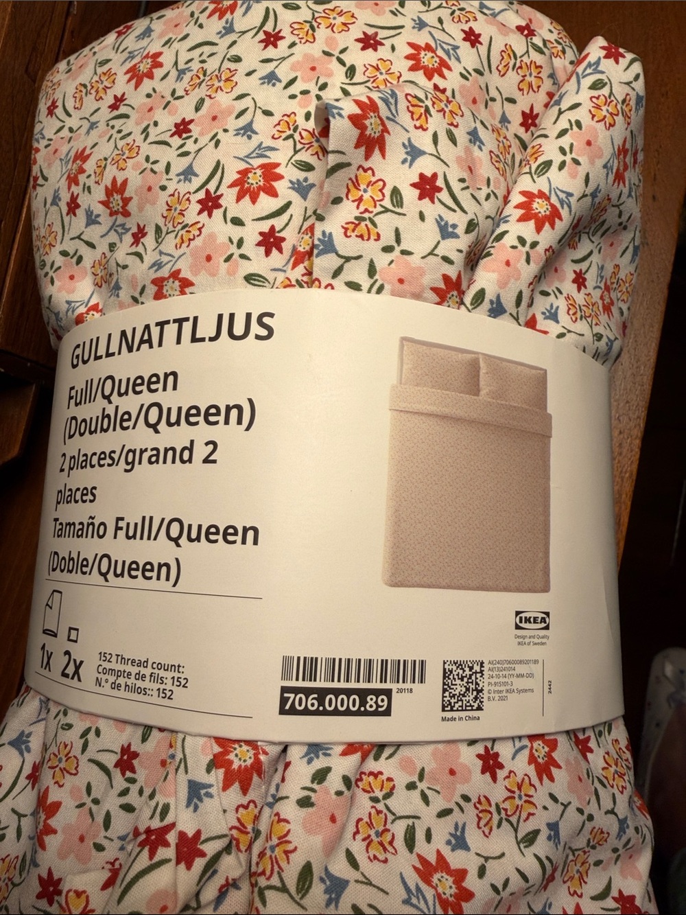 Ikea JATTELILJA Full/Queen Duvet cover & pillowcase white/floral patterned - NEW
